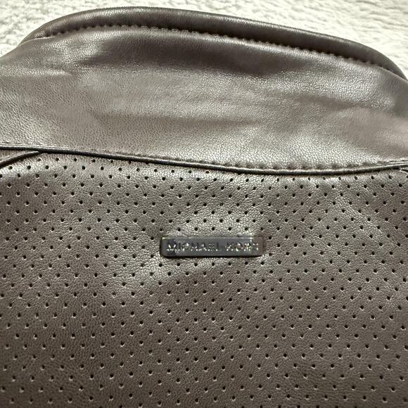 Michael Kors Jacket Mens 2XL Brown Faux Leather Moto Perforated Full Zip New NWT - Picture 10 of 13